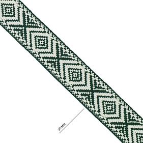 Cinta espiga étnica algodón 3 cm. - Botella + Blanco - 15 metros  | MC2127-020 | MODELOS CINTAS ETNICAS