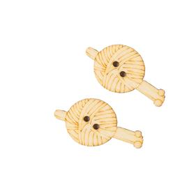 Botón madera forma lana + aguja - 2.5 cm. - 80 unid.  | FR0469