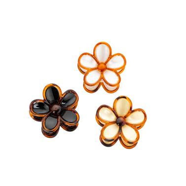 Pinza flor 5 pétalos 4 cm. - Nacarado - 12 unid.   | PA0213-1