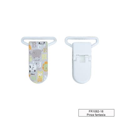 Pinza forma plástico chupetero - Animales Gris - 5 unid.   | FR1082-18