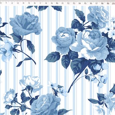 Tela algodón estampada - Colorful - Azul - B-FM - 1 metro  | TX2008-003